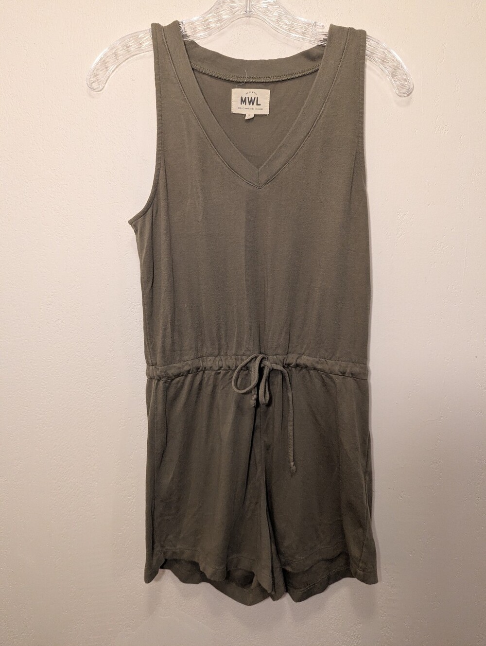 Madewell MWL Breeze Drawstring Romper, Olive Tree (SIZE XS)